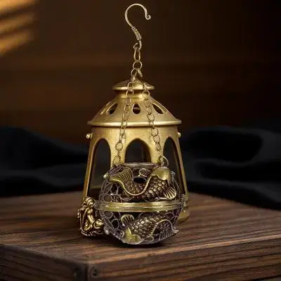 

Copper Incense Burner Ball Hollow Out Case Home Decoration Valentine's Day Present Hanging Incense Holder Aromatherapy Ball