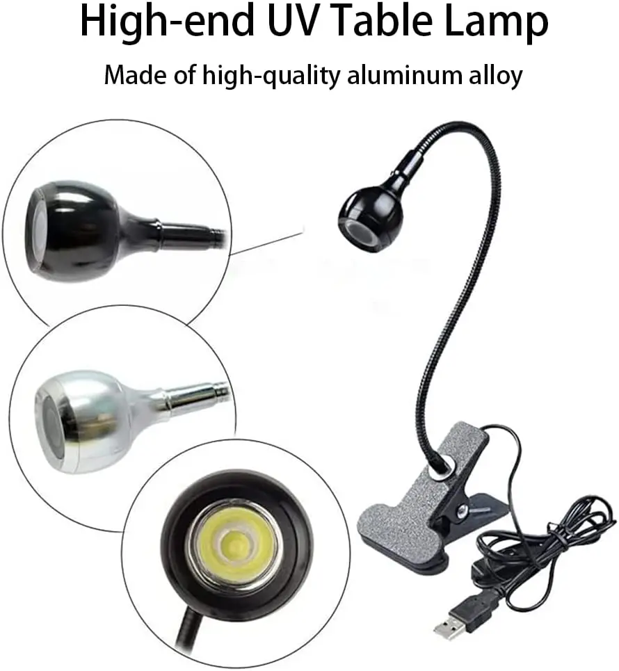 Lampe à polymériser N64.LED avec col de cygne flexible et pince 3W, petit sèche-ongles portable pour manucure