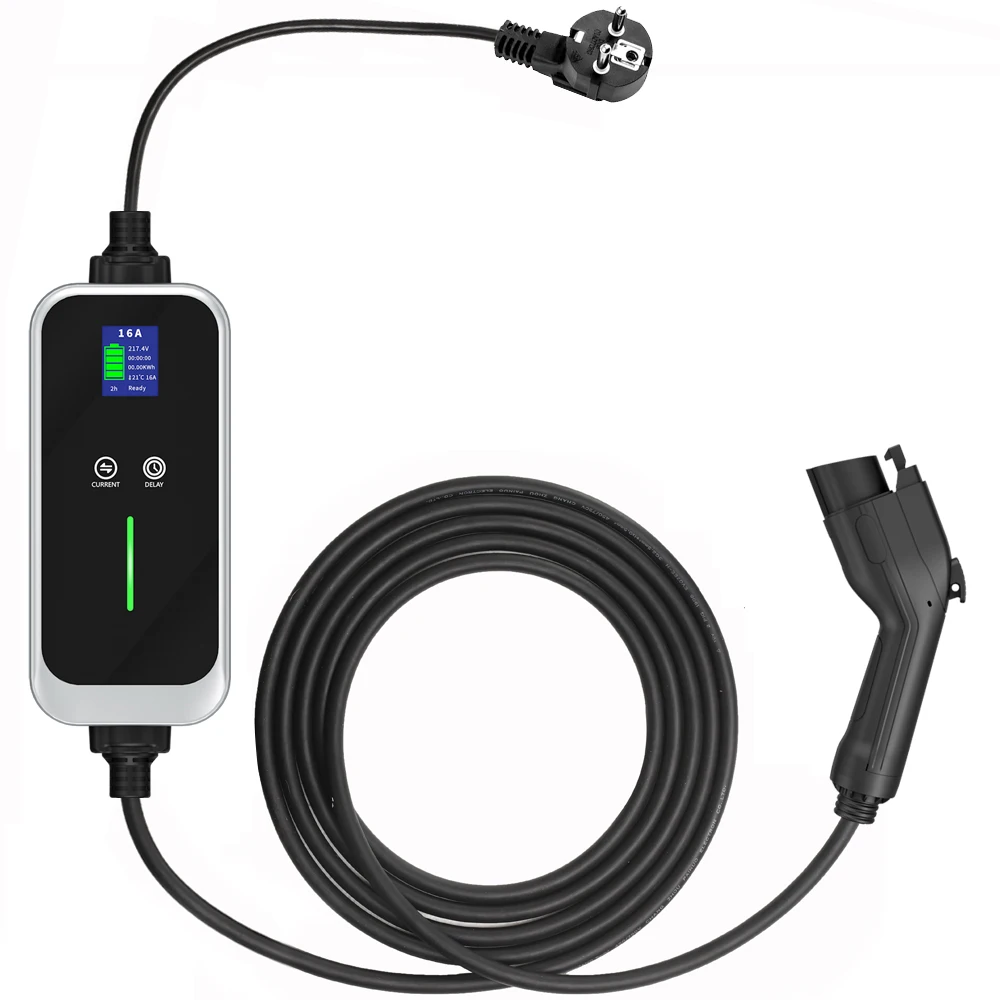 

New Schucko 16A AC Type2 7KW Portable EV Charger For Electric Vehicles With 5M Cable