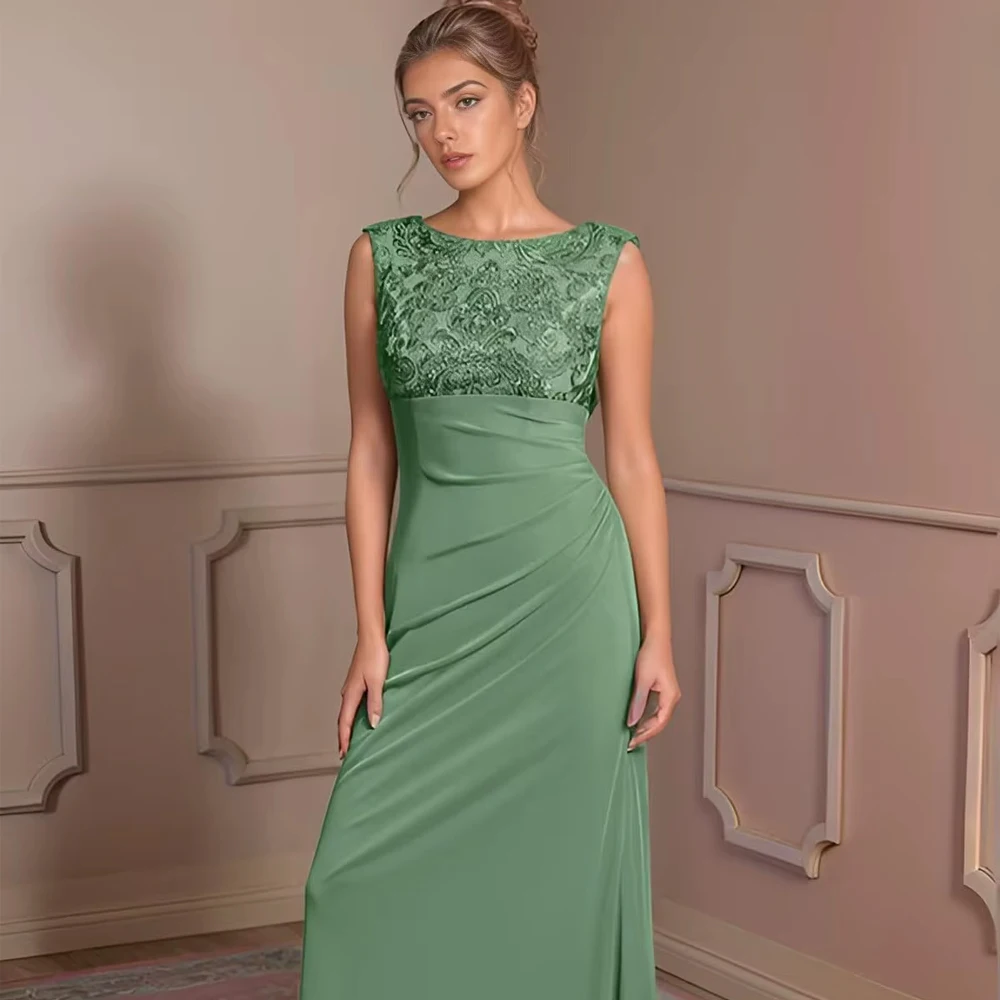 Maßgeschneiderte klassische elegante Kleider für die Brautmutter, Chiffon, Spitze, lange Applikationen, Meerjungfrau, Flügelärmel, Hochzeits-Party-Kleider