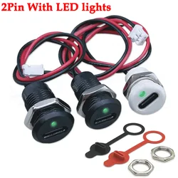 2Pin LED Lamp USB C high current charging socket with nut snap lock plate TYPE-C female type C waterproof female connector Jack
