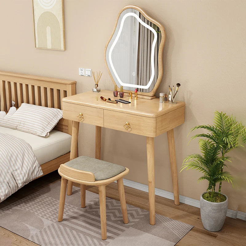 

Multifunctional Small Dressing Table Solid Wood Simple Luxury Dressing Table Small Stool Tocador Maquillaje Bedroom Furniture