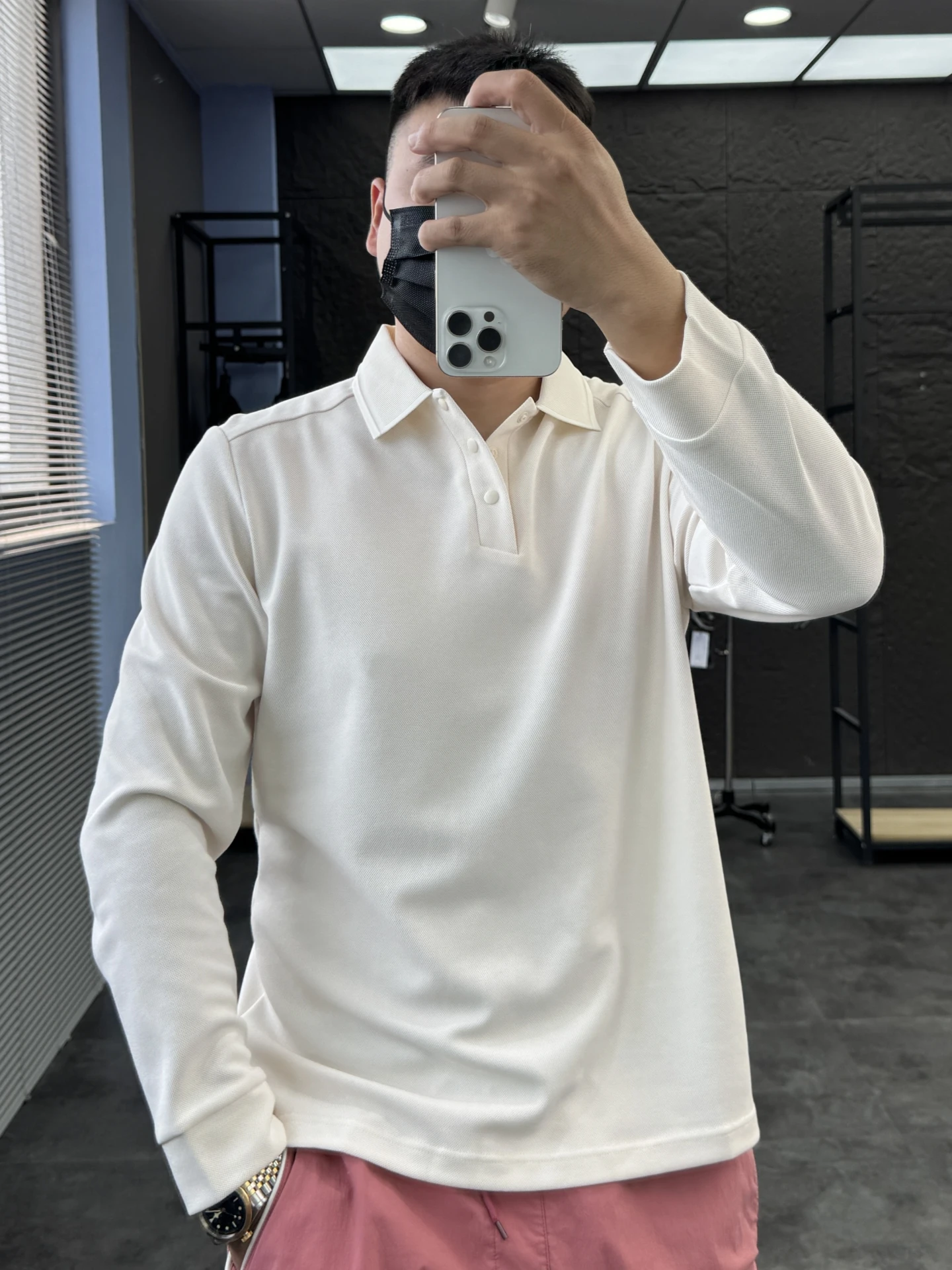 

Long Sve Silk irt Удобный повседневный мужской отложной воротник Pure Color Autumn Faion Pampa&