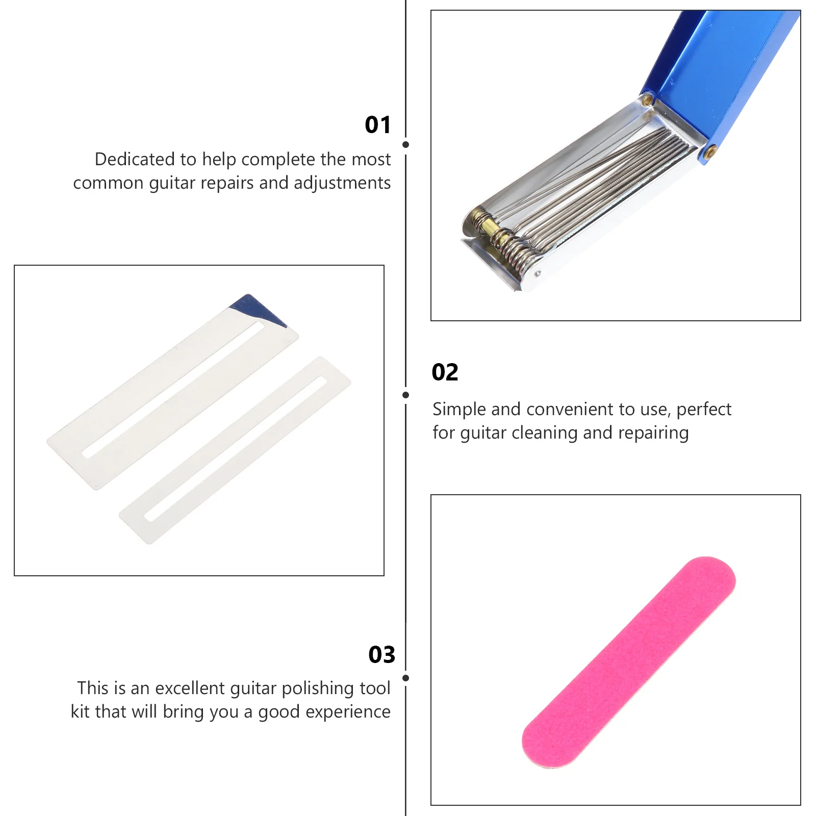 

1Set Guitar Polishing Tool Kit Stainless Steel Fret File Gasket Assorted Color Effective Work Efficiency Gift Lovers