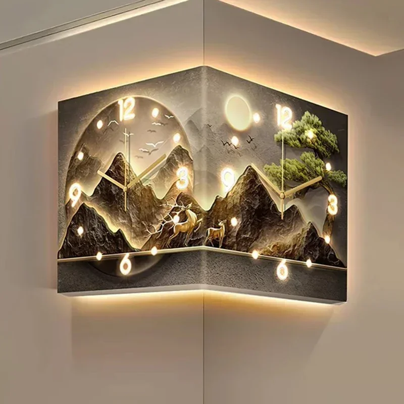 Art Mural Wall Clocks Luxury Led Silent Aesthetic Design Minimalist Wall Watch Creative Living Room Decoration