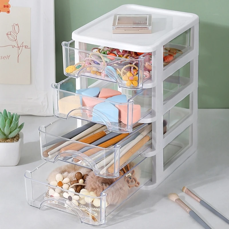 Clear Storage Desk with Drawers Plastic Stationery Makeup Storage Box for Dropship