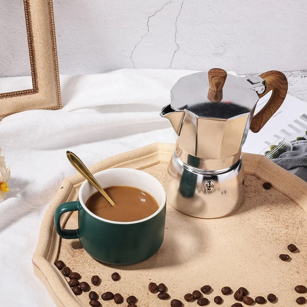 الجملة الحديثة الألومنيوم الإيطالي 3 كوب 6 أكواب موكا وعاء صانع القهوة موقد أعلى Mokapot
