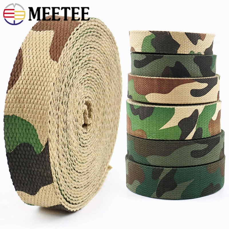 

5M 25/30/38mm Camouflage Cotton Webbing Straps 2mm Thick Ribbons Band Bag Strap Belt Sling Bias Binding DIY Sewing Accessories