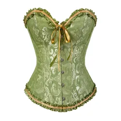 Corsets and Bustiers Shapewear Brocade Lingerie Overbust Corset Top Sexy Plus Size Women Vintage Red Black Green Pink