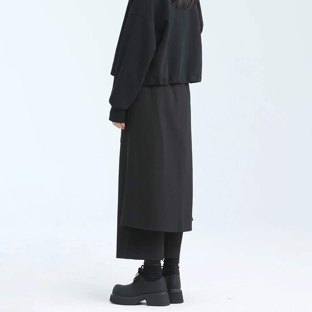 Y2k Dark Gothic Layered Skirt Pants Genderless Streetwear Fashion Youth Outdoor Versatile Casual Wide-Leg Pants Unisex 2026 New