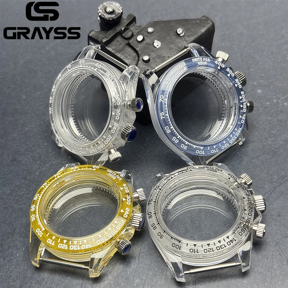 

Прозрачный корпус для часов Daytona VK63, акриловый корпус 39 мм, подходит для часов с механизмом VK63, аксессуары для модификации, мужские часы