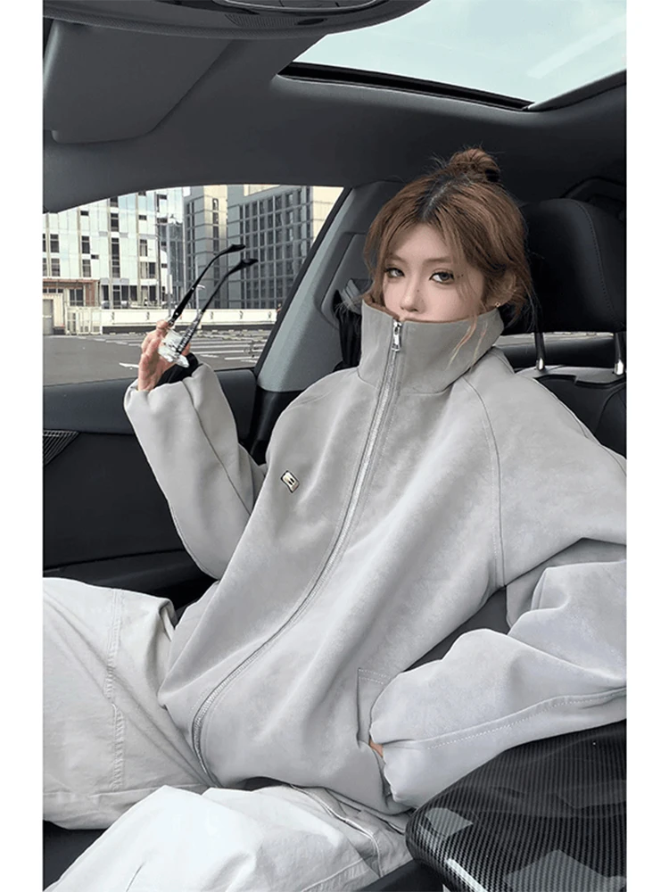 

ay Dyed PU Leather And Cotton Jaet Men's Sle Fce Lined Autumn Winter Warm Cotton Coat Loose Fit Workwear Coat