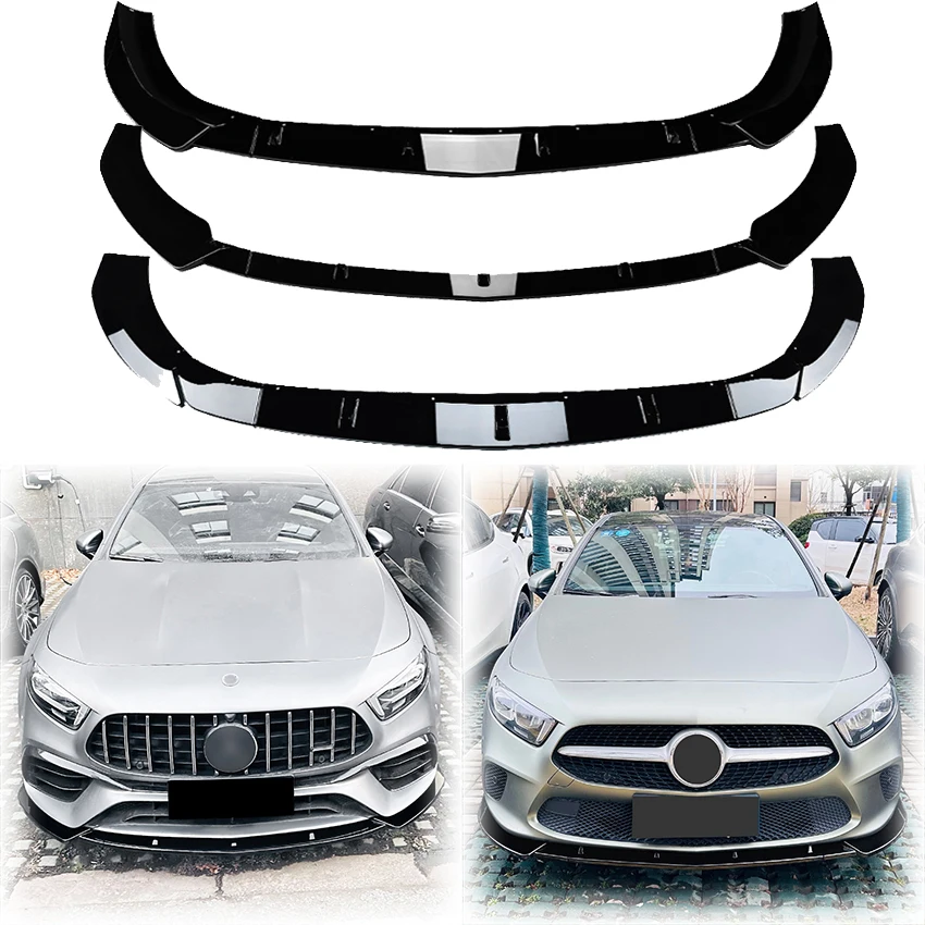 

3X 2019 To 2024 For Benz A Class V177 W177 A35 A45 A45S A180 A200 A220 A250 AMG Front Bumper Lip Spoiler Canard Covers Body Kits