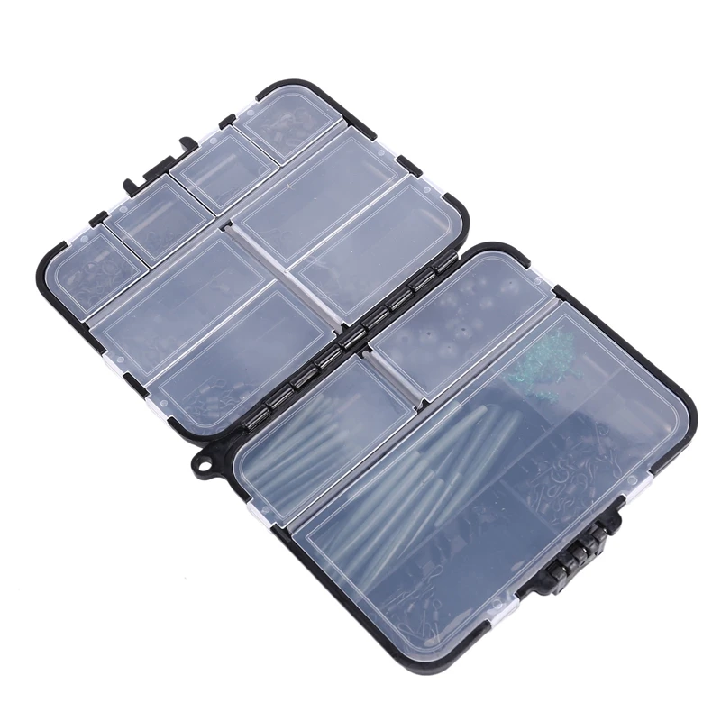 Carp Fishing Tackle Kit, 300Pcs/Box Including Anti Tangle Sleeves Hook Stop Beads Boilie Bait Screw Rolling Swivel Snaps