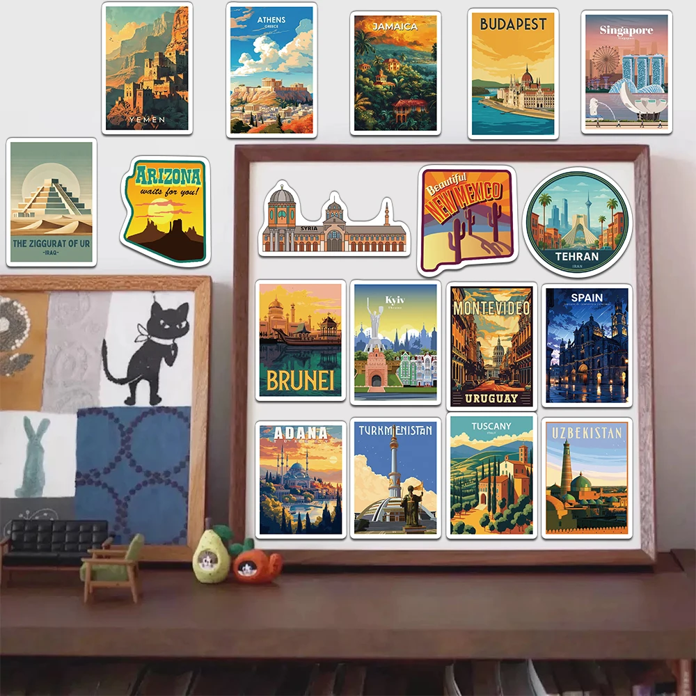 50/100PCS Creative World Landmark ส่วนบุคคลสติกเกอร์เคสโทรศัพท์ตกแต่ง DIY โน้ตบุ๊คถ้วยน้ําสติกเกอร์