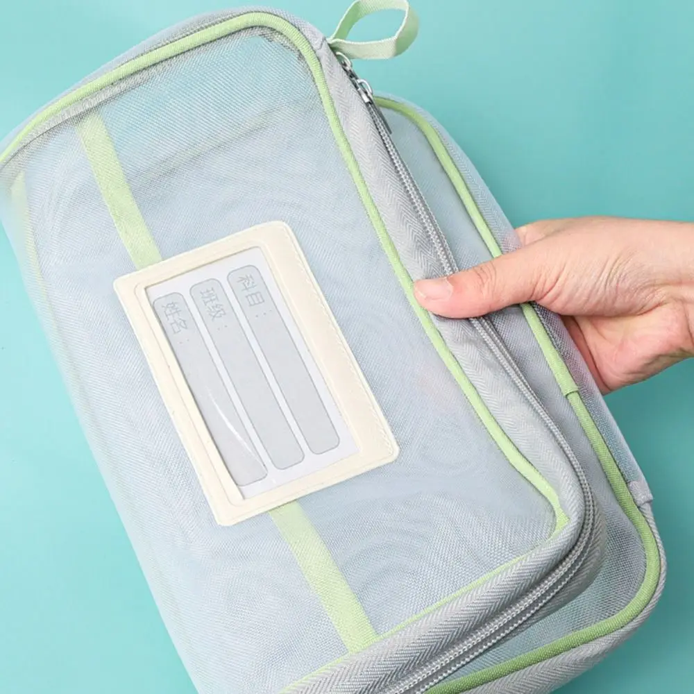 

Large Capacity Test Paper Storage Bag Mesh Zipper File Pocket Transparent Durable File Folder Bag School Office Supplies