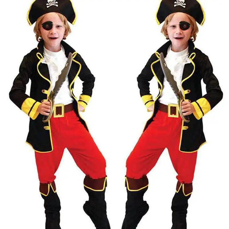 

Caribbean Pirate Children's Performance Costume Makeup Stage Clothing Little Pirate Outfit for Kids Halloween Performance