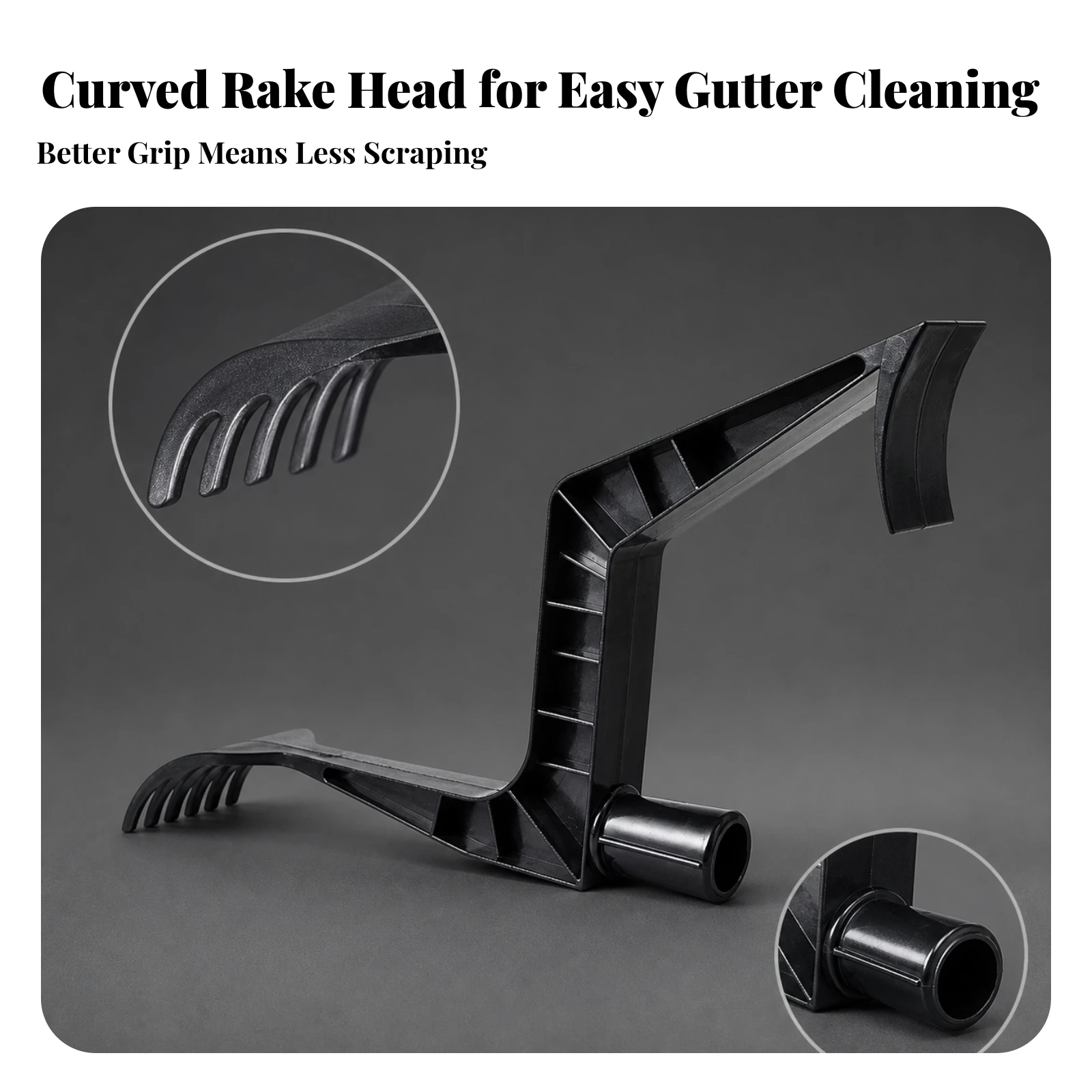 Gutter Cleaning Tool Pole-Mounted Gutter Rake Hard ABS Universal for Homeowners, Leaf Cleanup, Roof Maintenance