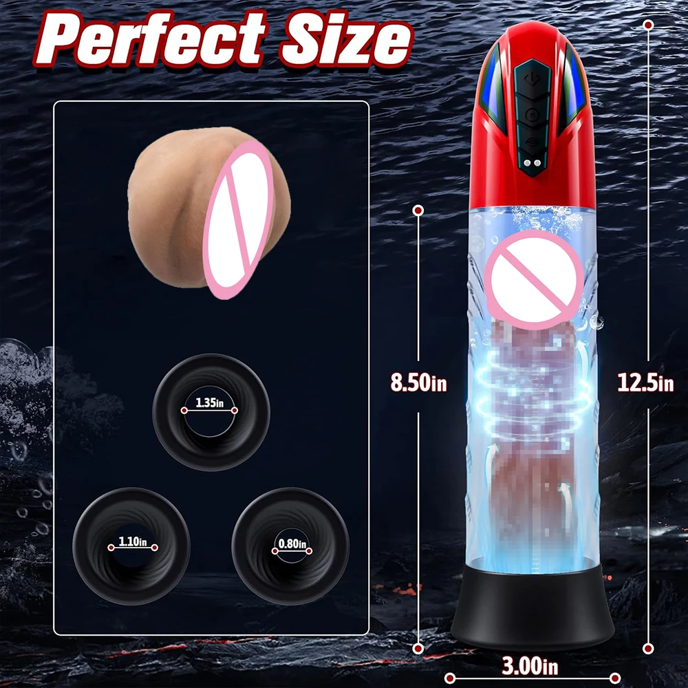 Electric Penis Pump 2 in 1 Vacuum Trainer Male Masturbator 10 Modes Rechargeable Silicone Sleeve Automatic Erection Device