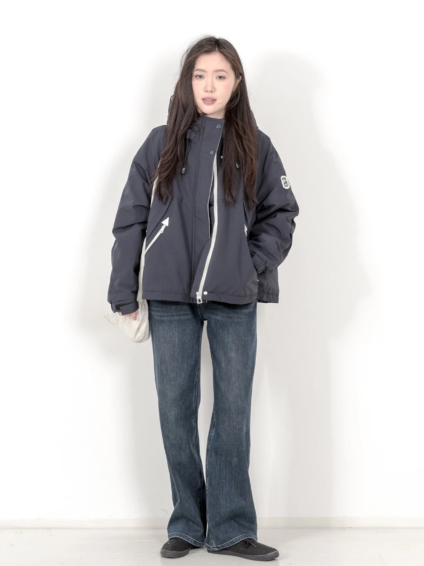 

Winter Casual Outdoor Lamb Velvet Hooded Workwear Cotton Jaet Women's Top Sweet College Sle Loose Fit Thiened Polyester