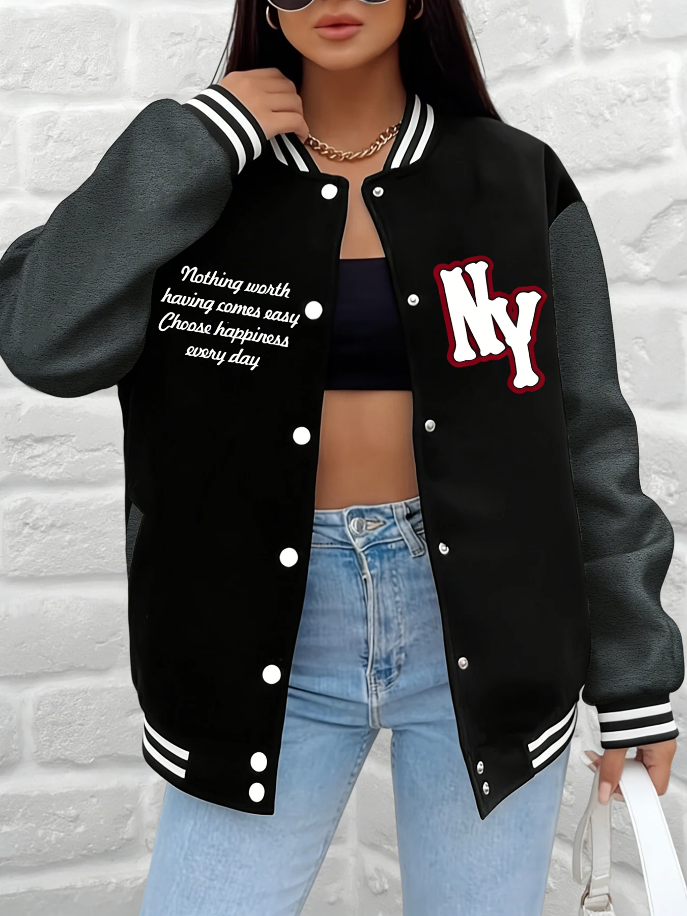 

Женская бейсбольная куртка Nothing Worth Having Quote NY с буквенным узором, университетское пальто, свободная верхняя одежда, повседневная уличная одежда, повседневная одежда