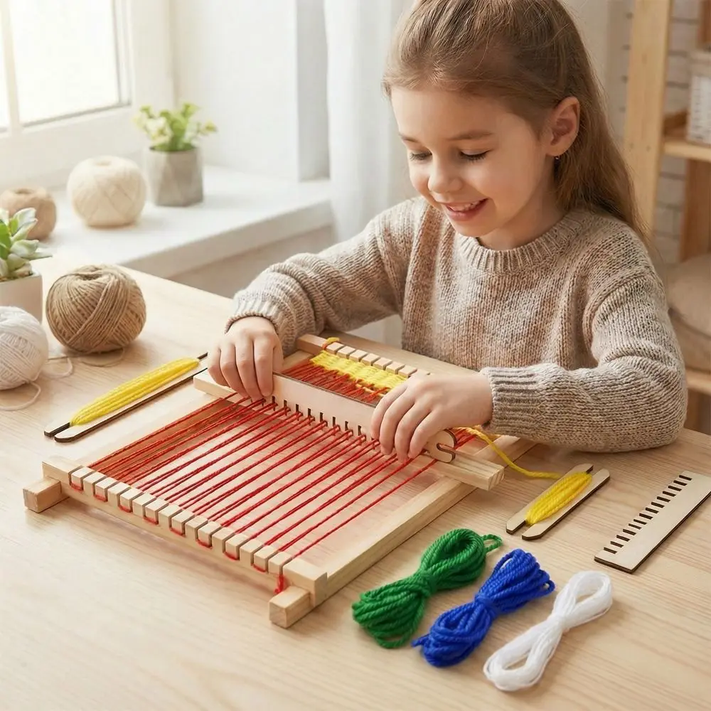 Wooden Wooden Weaving Loom Mini Lightweight Hand-Knitting Machine Detachable DIY Weaving Tool Intellectual Development