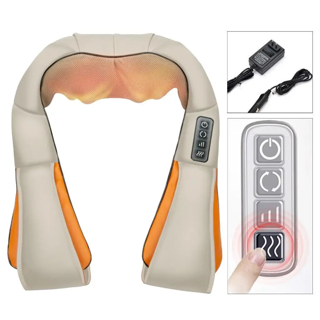 Home Car U Shape Electrical Shiatsu Back Neck Shoulder Body Massager Infrared Heated Kneading Car/Home Massage EU Plug