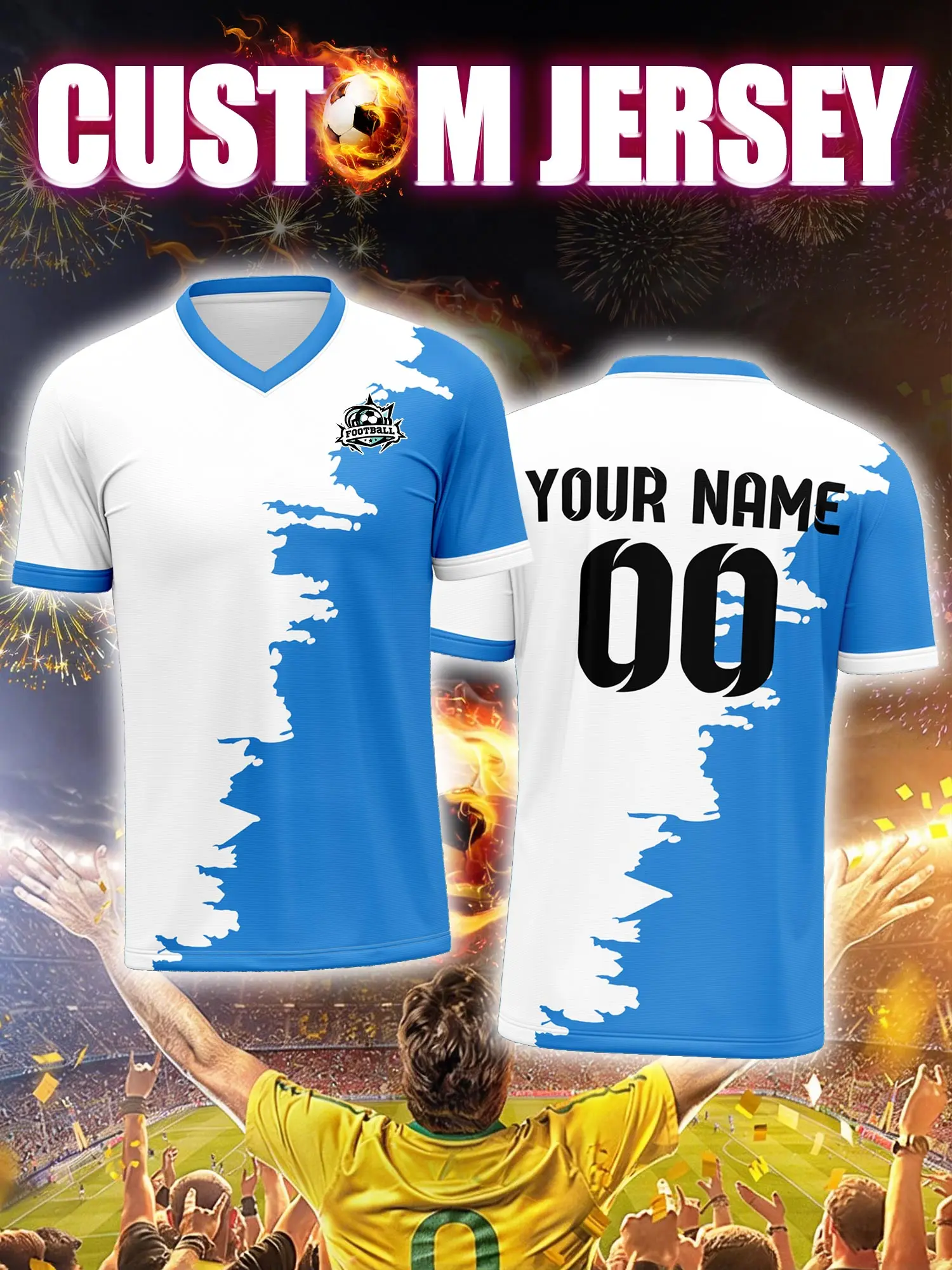 

Custom Soccer Jersey With Custom Image, Number And Name, dynamic sporty performance team uniform