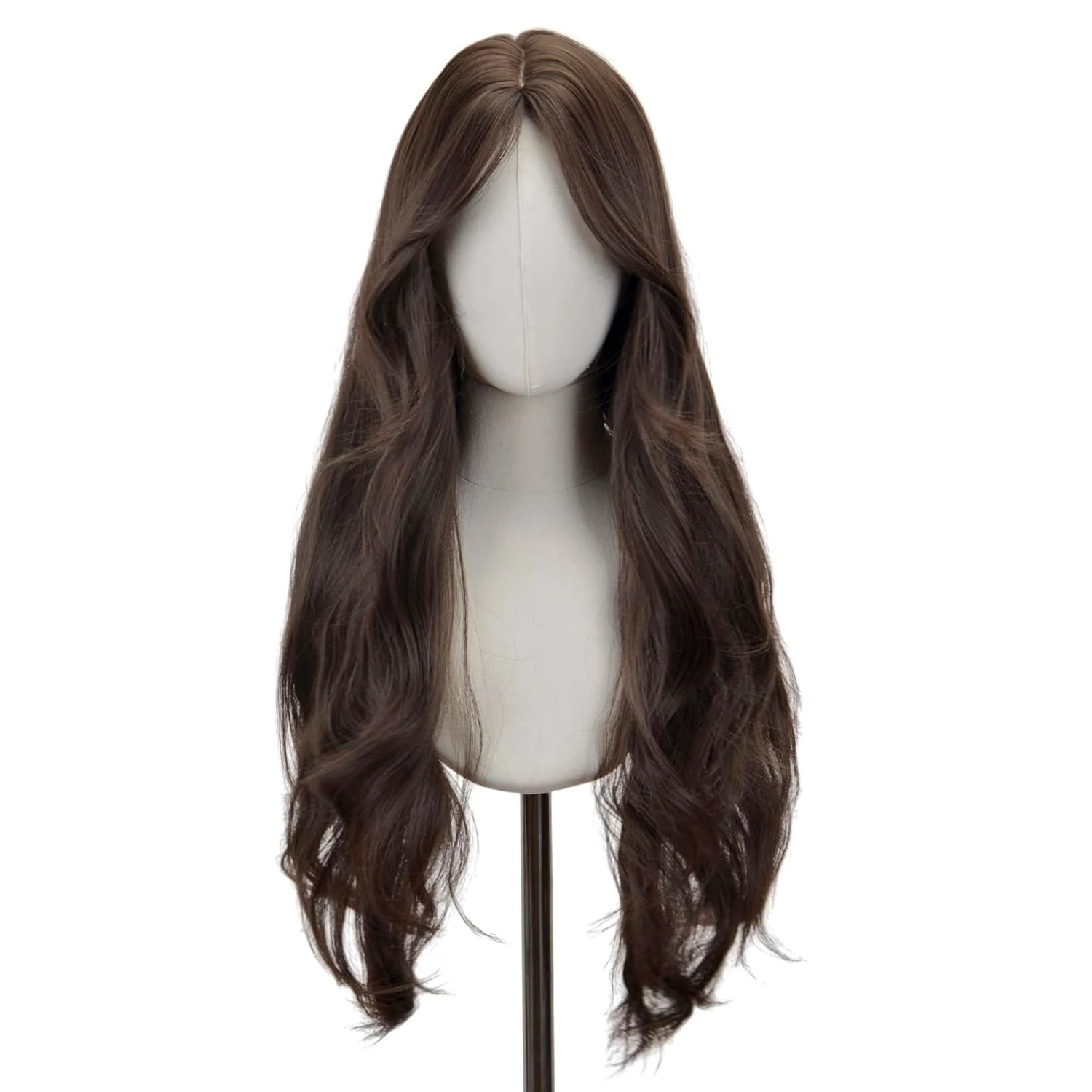 Synthetic Middle Part Wig without Bangs Dark Brown Daily Use Natural Hair Heat Resistant Long Wigs for Women