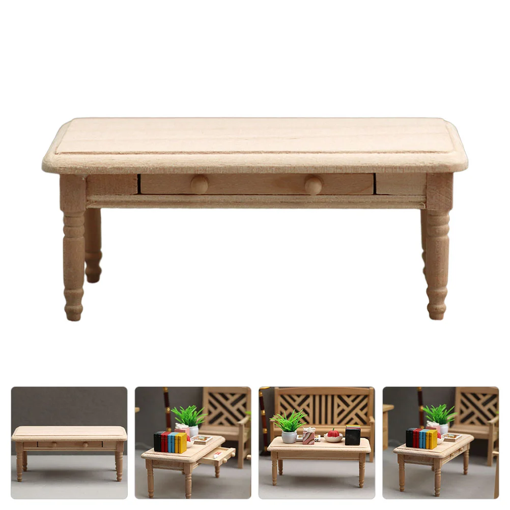 Plain Blank Coffee Table Desk Mini End Decorations Model House Wood Child Retro