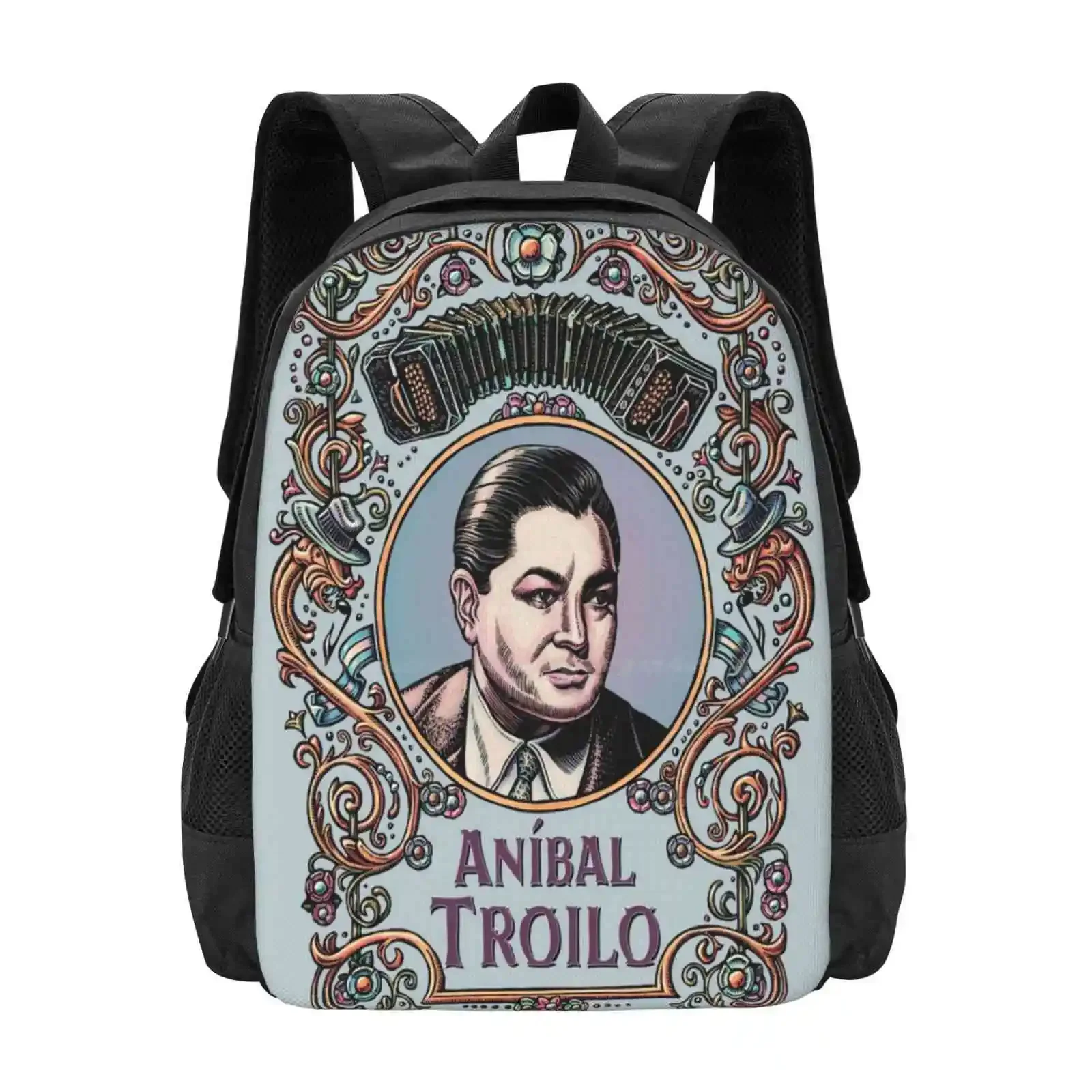 

Anibal Troilo Hot Sale Schoolbag Backpack Fashion Bags Argentina Anibal Troilo Buenos Aires Fileteado Bandoneonist Orchestra
