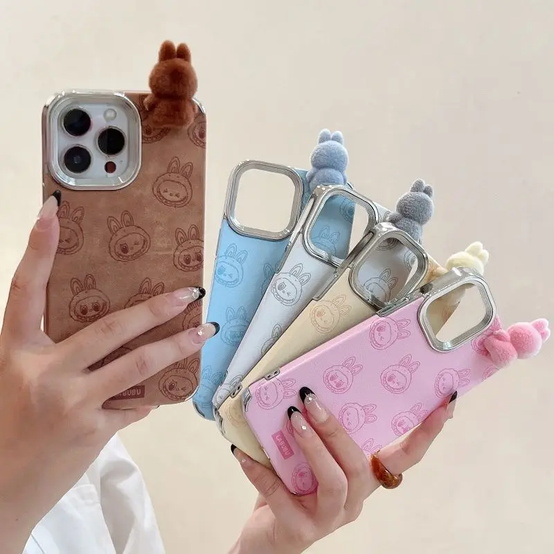 3D Cartoon Labubu Iphone 16 Promax Phone Case Apple 15 With Hand Strap All Inclusive Anti Fall Cute Fashion Iphone 14 13 Case