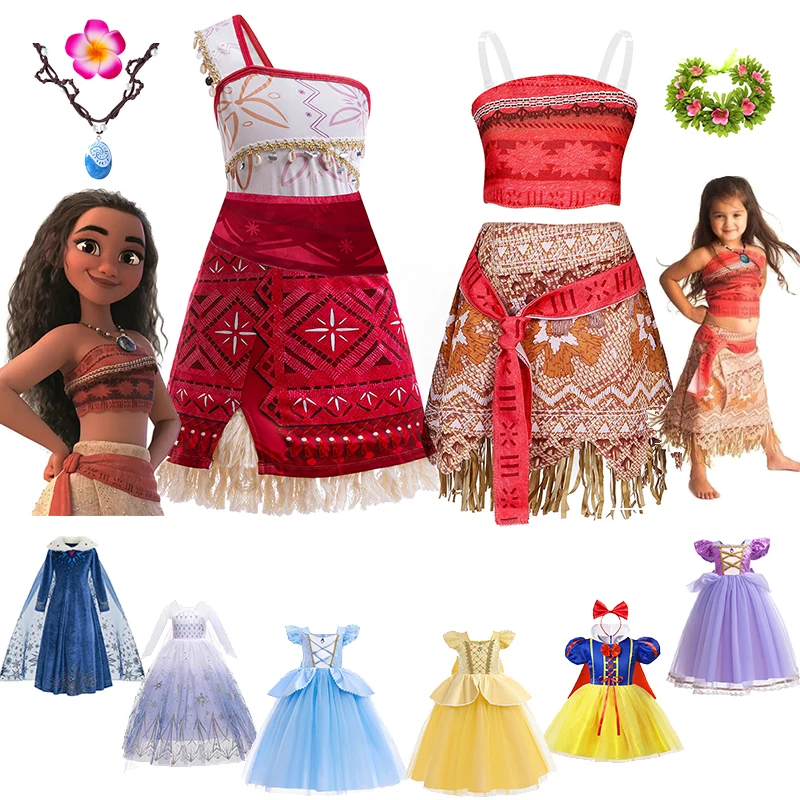 2024 Disney New Movie Moana 2 Dress Girls Halloween Party Adventure Costume Girl Princess Fancy Clothes Children Vaiana Outfit