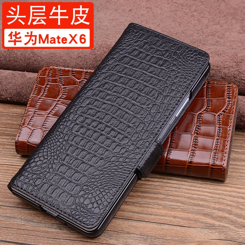 Wobiloo Luxury Genuine Leather Wallet Cover Business Phone Case For Huawei Mate X6 Cases Credit Card Money Slot Holste Cover