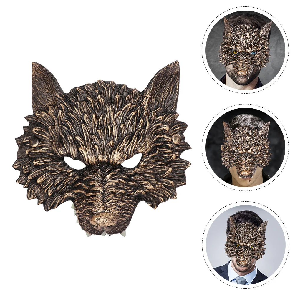 

Halloween Wolf Mask Animal-design Party Performance Costumes Decorations Facial Carnival Supplies Pu Cosplay Prop Child Outdoor