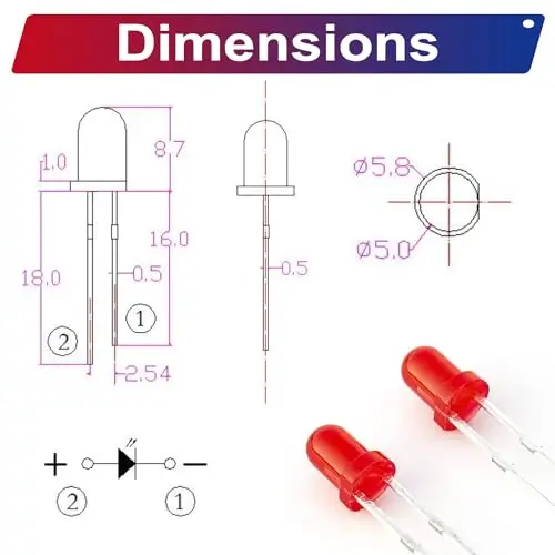 Kit surtido de luces LED de diodo de 5mm, diodos de luz LED de 200 piezas, 10 tipos, Blanco/rojo/verde/azul/amarillo (M5)