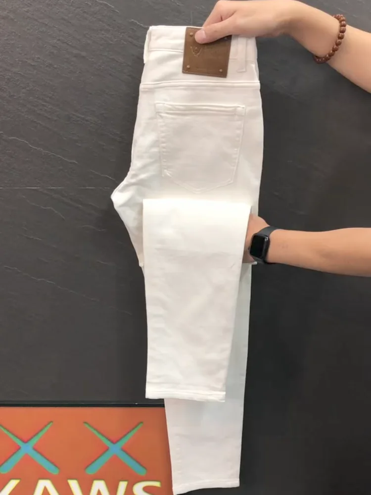 

Мужские модные повседневные джинсы из денима со средней посадкой, зауженные, классического кроя, осенне-зимняя новинка, трендовые, класса люкс