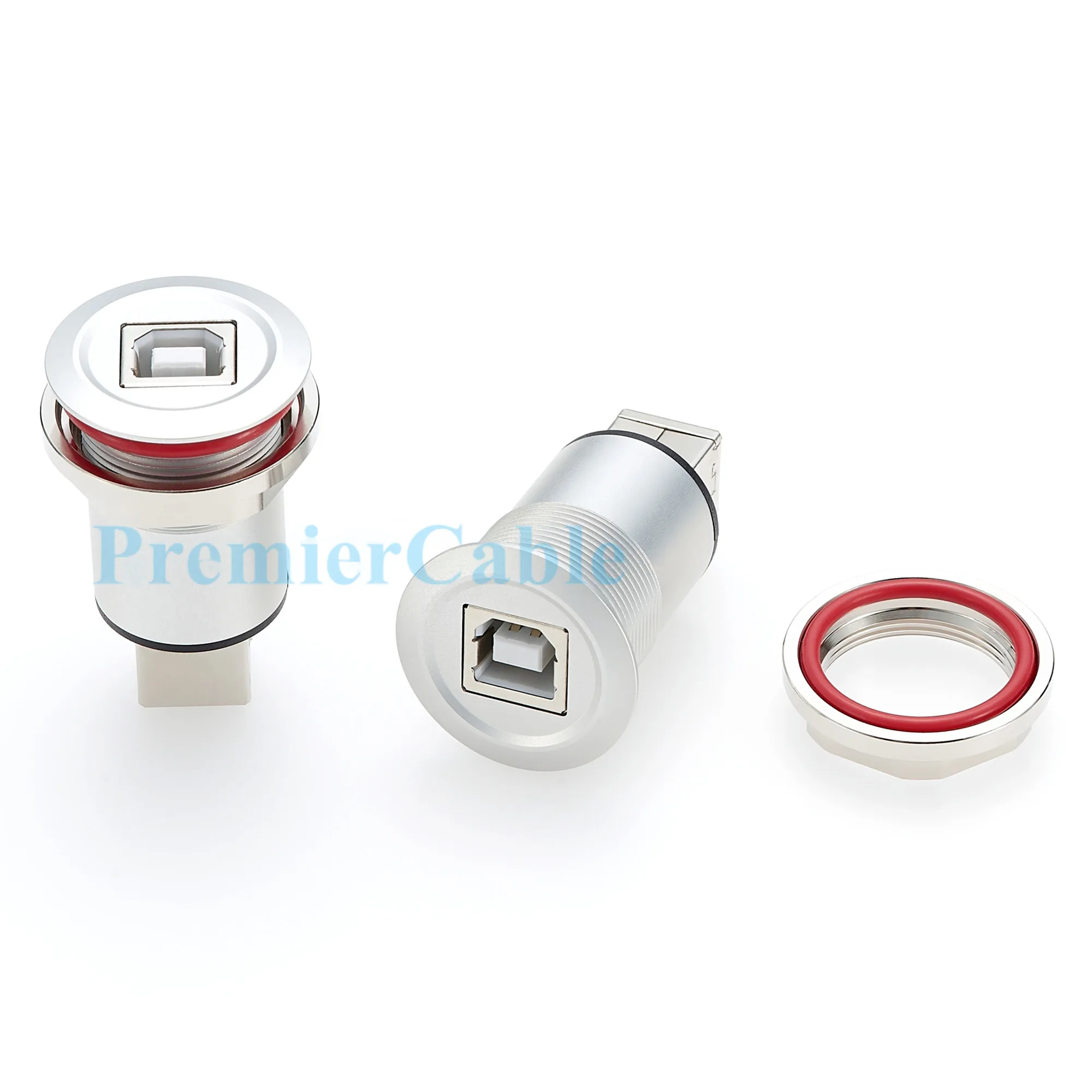 Round USB B 2.0 Panel Mount Solderless Connector USB Type B Female to Female Coupler Socket Panel Mount Pass Through Adapter