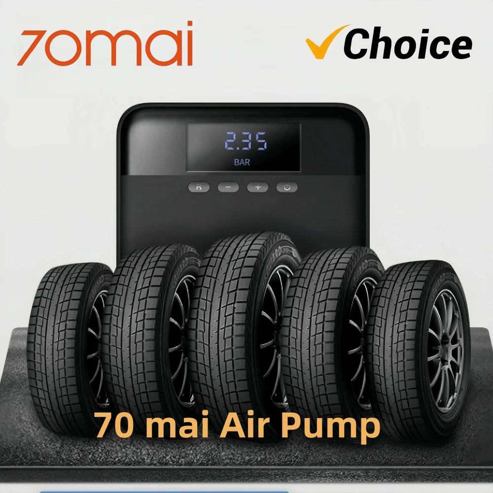 Original 70 mai Portable Air Compressor Tire Inflator Air Pump for Car Tires DC 12V Tire Pump Preset tire pressure For Bike Ball