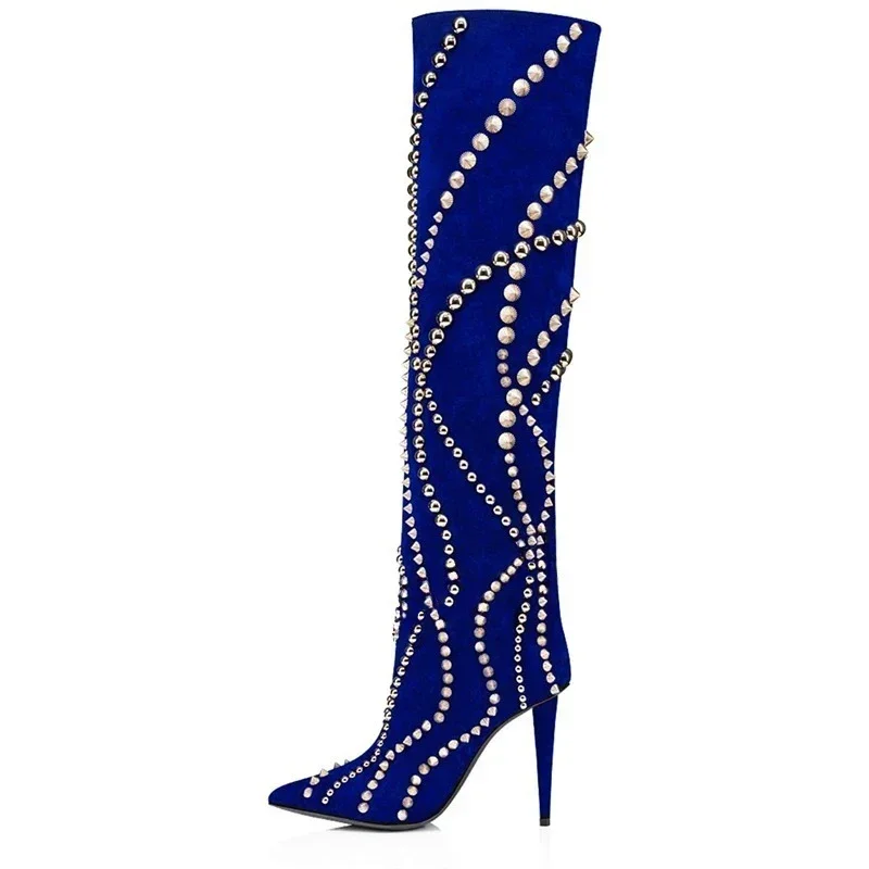 SLSHLYJ Damen Wildleder Stilettos hohe Stiefel 3