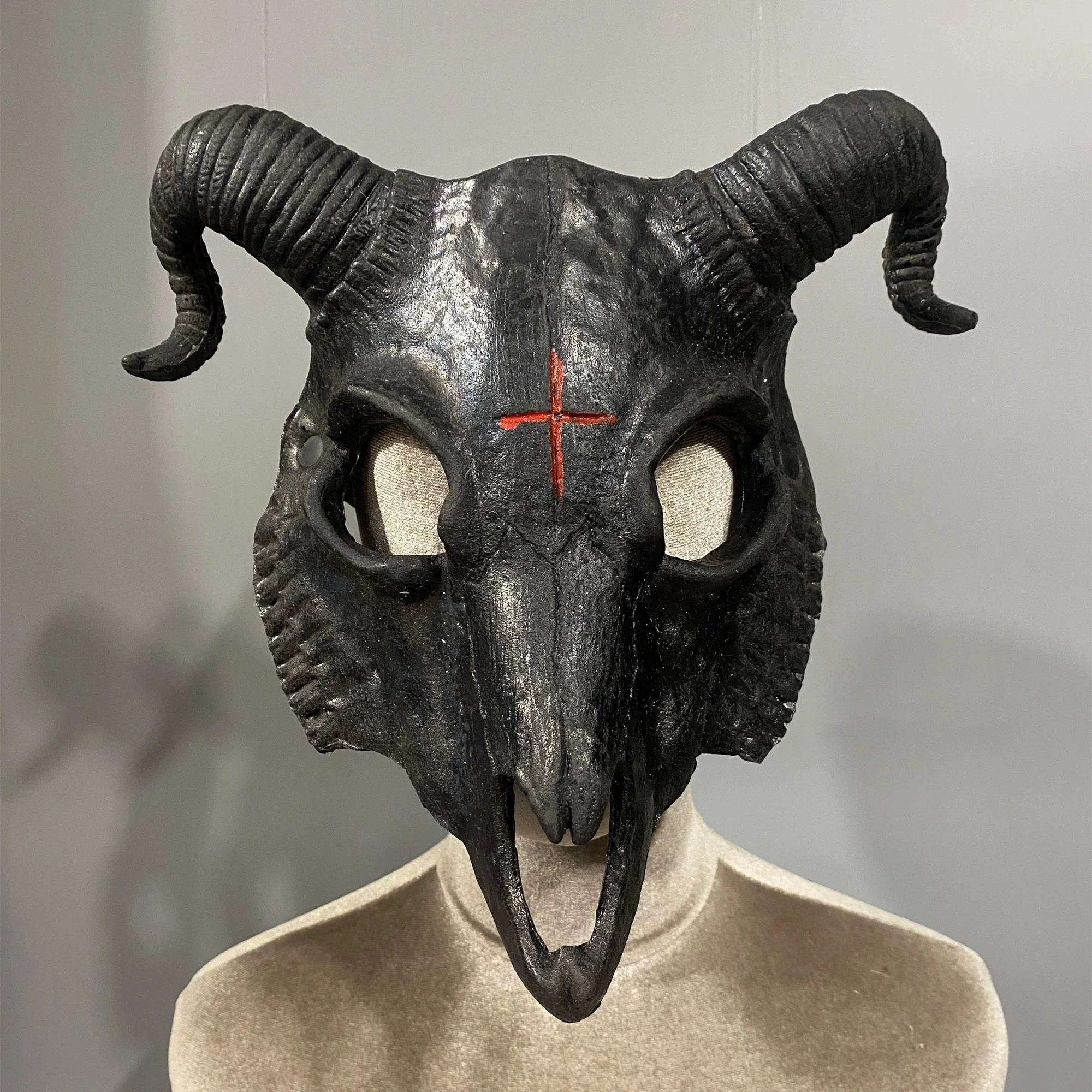 Costume cosplay maschera a pieno facciale Steampunk Ram Goat per uomo donna, festa punk Halloween Masquerade Stage Photo Prop