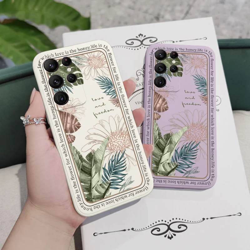 Ins Tropical Style Phone Case For Samsung Galaxy S25FE S24 S23 S22 S21 S20 Ultra Plus FE S10SNote 20 ultra 10 9 Plus Cover