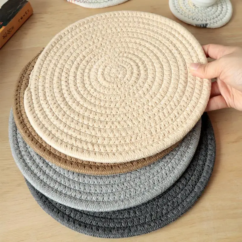 Household kitchen cotton rope table mat, coaster, heat‑resistant pad, anti‑scald cup mat, and pot holder kitchen ornaments view 2