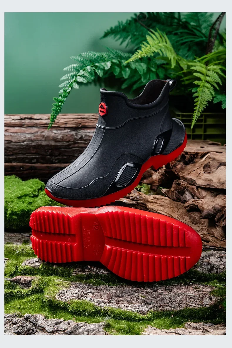 Unisex Kurze Regenstiefel Rutschfest Verstärktes PVC-Material Runde Zehenkappe Knöchelhoch Paarstiefel für Frühling und Sommer Wasserschuhe – Detail 33