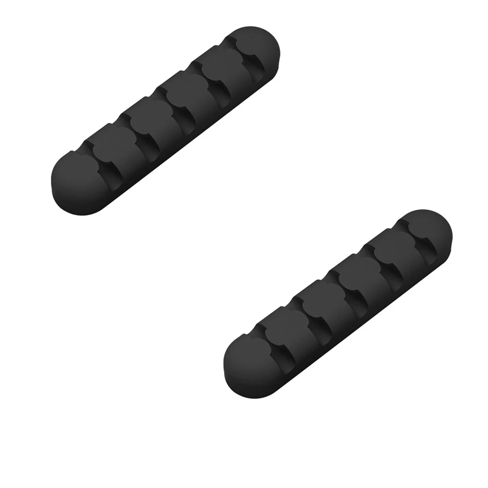 Avvolgicavo in silicone nero per gestione cavi USB Supporto per spina Organizzatore per riporre cavi Supporto per spina avvolgicavo con clip