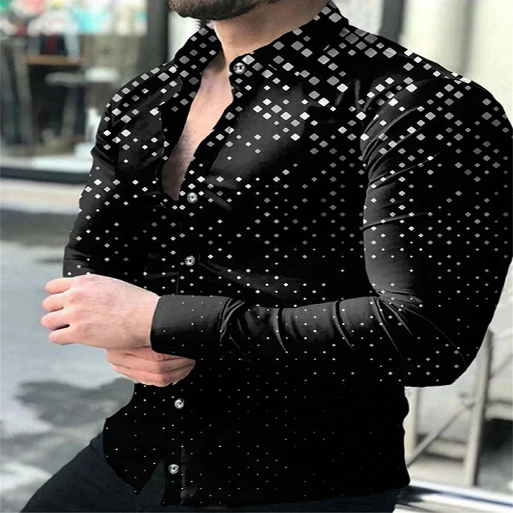 

Hawaiian Colorful Shirt Men's Fashion Shirt Long Sleeve Beach Shirt Men's Casual Single Breasted Camisole Men's Shirt