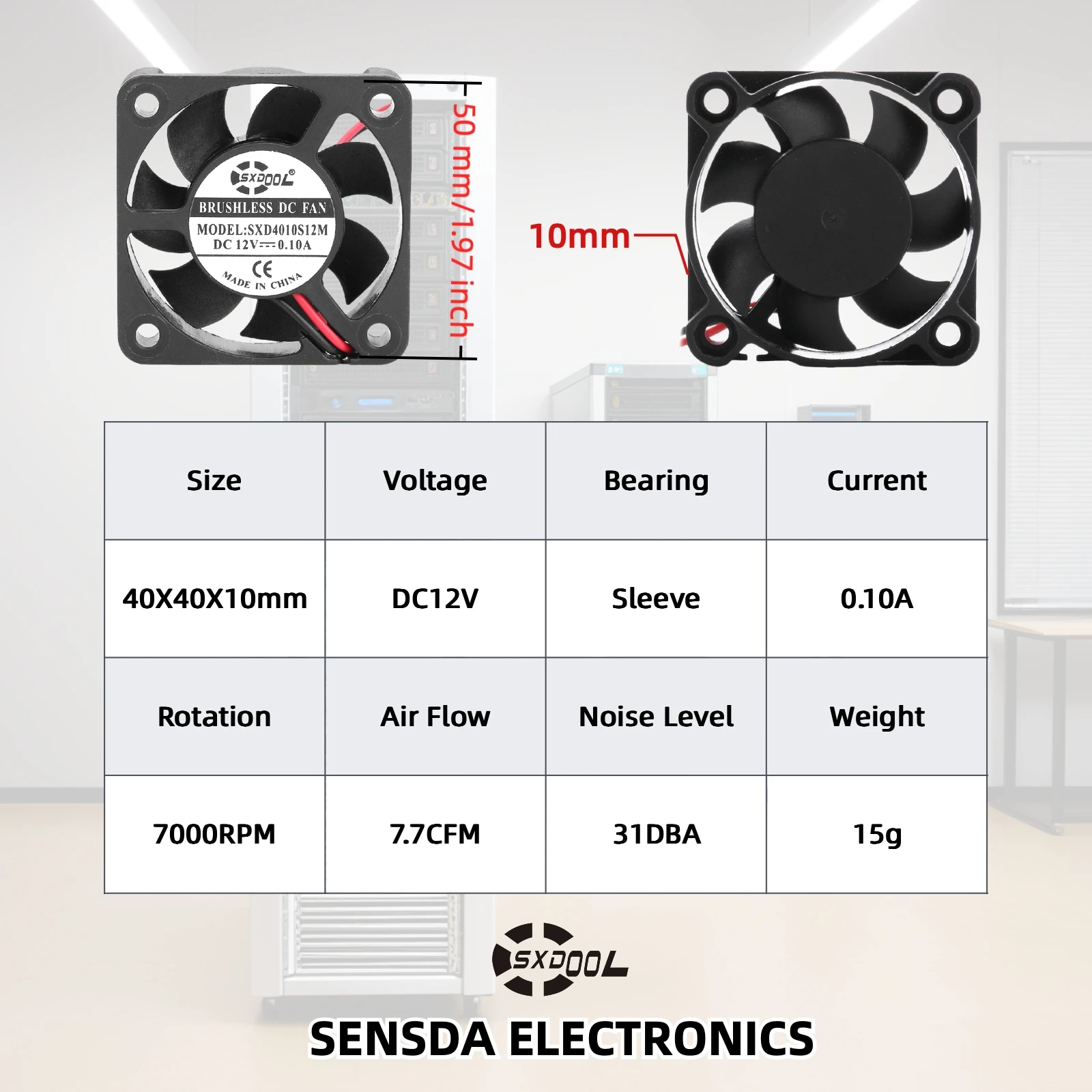 4010 5010 6010 40mm 50mm 60mm DC Brushless Silent Cooling Fans, 12V/24V, 10mm Thin Quiet with Oil Bearing for PC, Electronics,