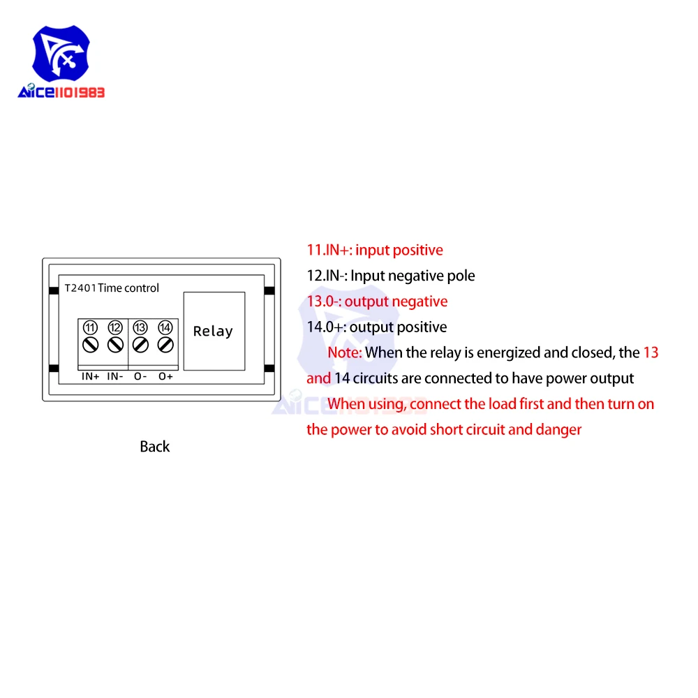T2401-O/N DC 12V Zeitrelais-Modul mit Verzögerung, Dual-Display Digital-Zeitrelais, Direkt-/Passiv-Ausgang, Mini-LED-Digital-Timer – Detail 4