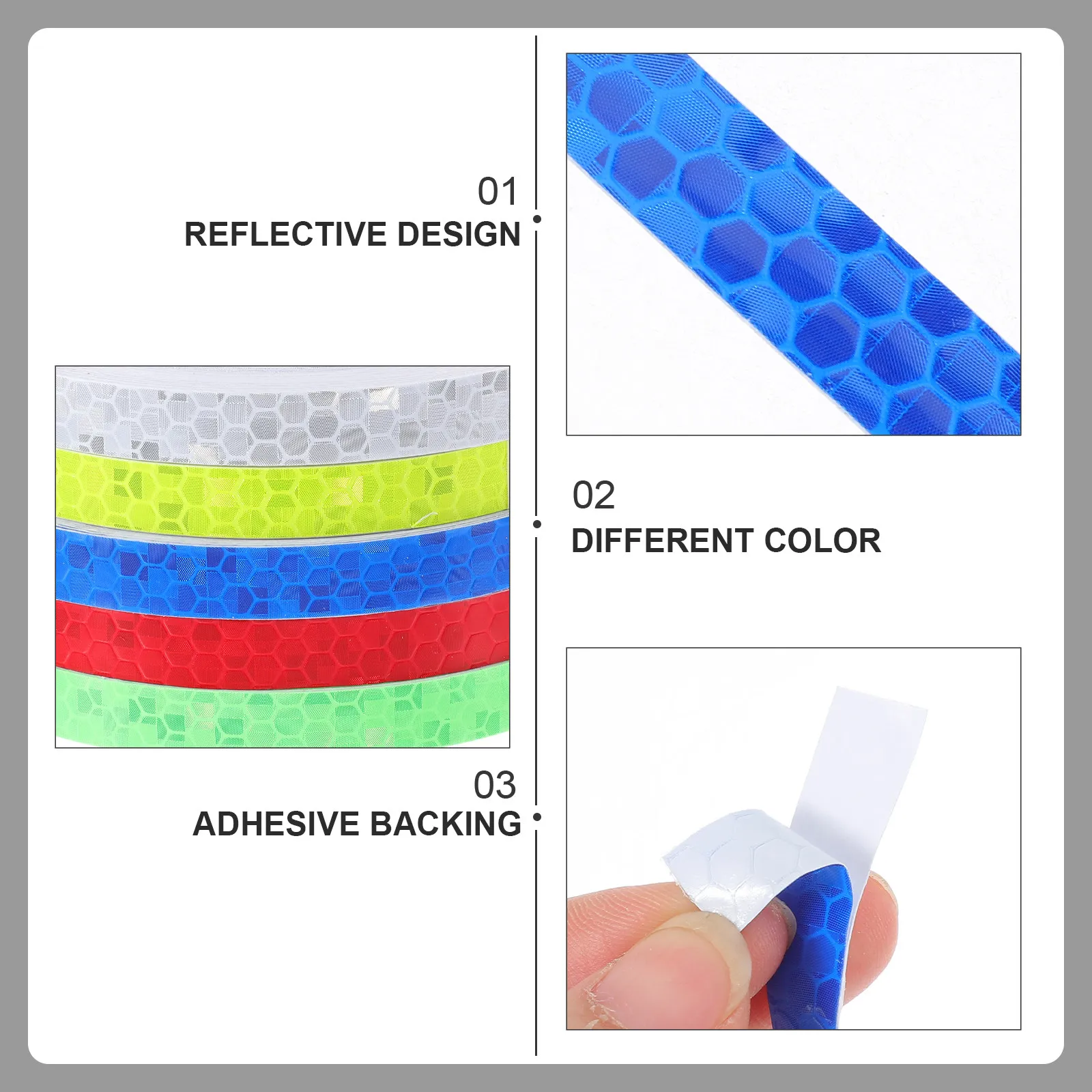 5 Rolls Bike Reflective Stickers Adhesive Reflective Tape Cuttable Long Length Night Safety Visibility Decorative
