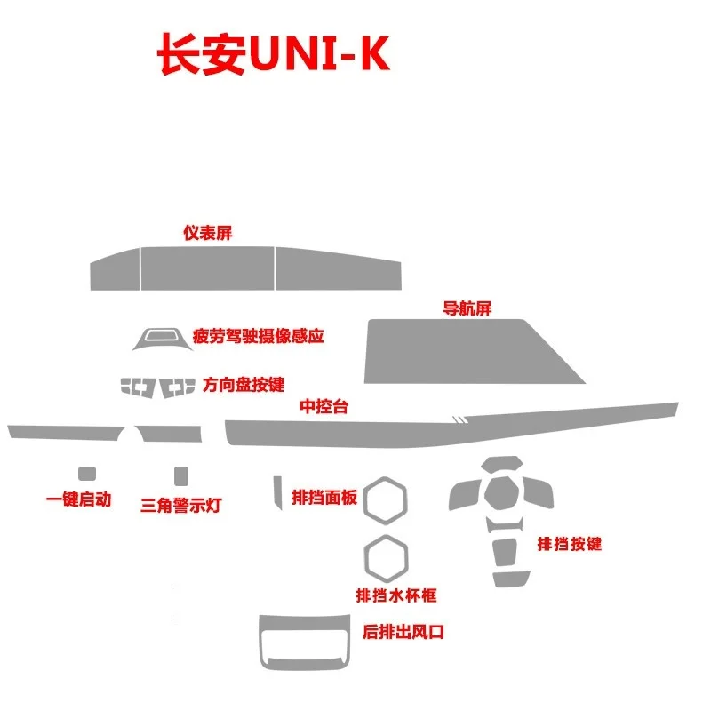 Tpu Transparent Film for 2021-2023 Changan UNIK Car Interior Sticker Console Dashboard Screen Protection Film Car Accessories